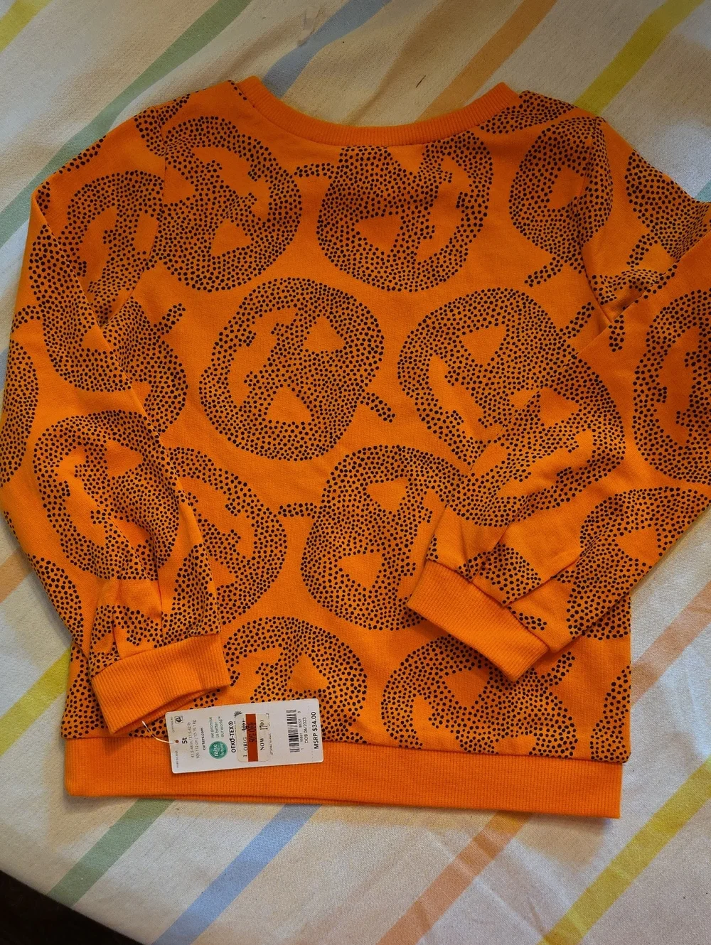 Carter's Orange Sweatshirt with Black Dot Pumpkin Motif